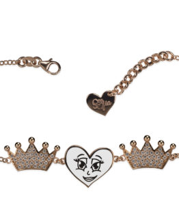 Bracciale con due corone ed un cuore