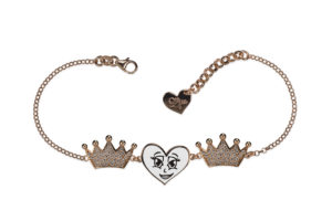 Bracciale con due corone ed un cuore