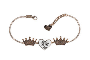 Bracciale con due corone ed un cuore